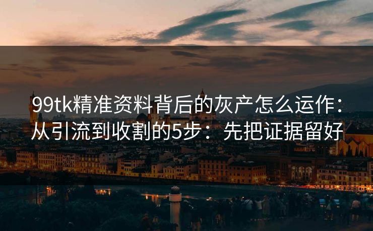 99tk精准资料背后的灰产怎么运作：从引流到收割的5步：先把证据留好