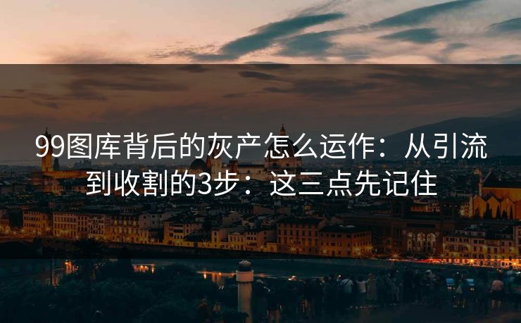99图库背后的灰产怎么运作：从引流到收割的3步：这三点先记住
