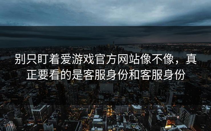 别只盯着爱游戏官方网站像不像，真正要看的是客服身份和客服身份